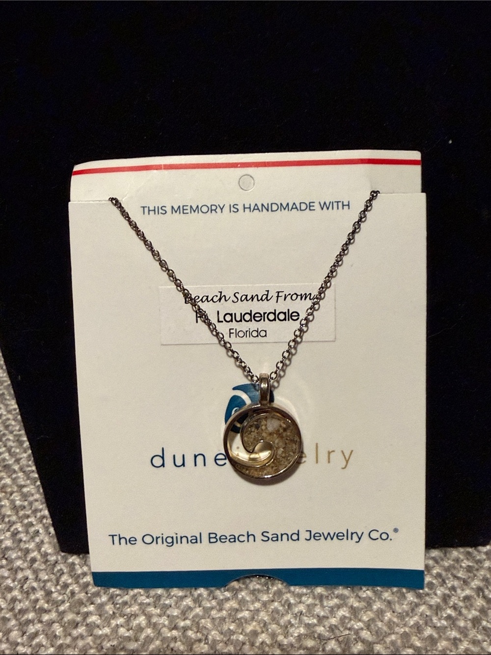 Fort Lauderdale Beach Sand Round Pendant Necklace in Silver-Tone